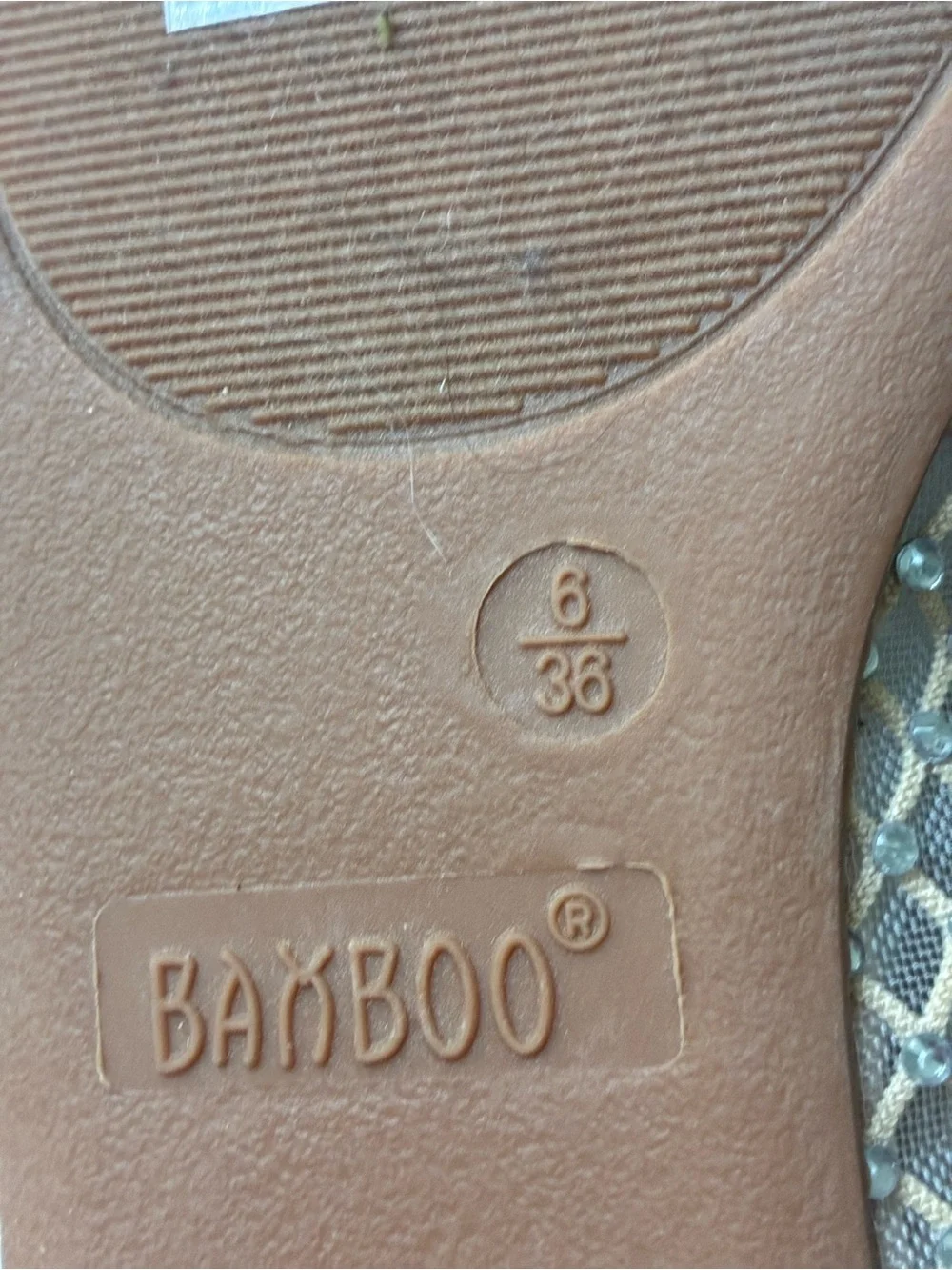 BAMBOO Nude Beaded Ballet Flats with Bow